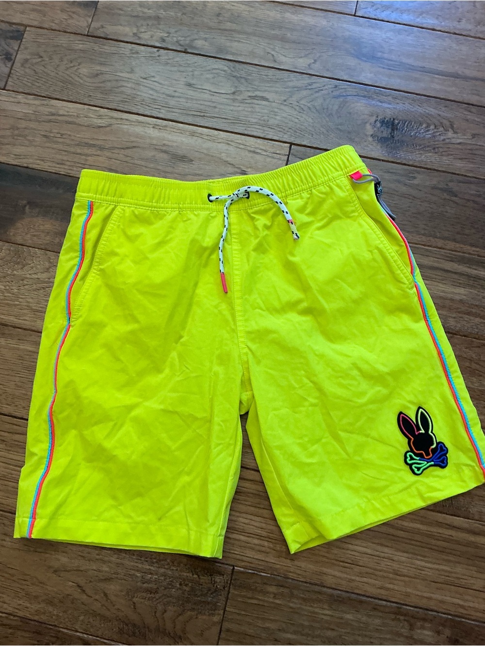 Psycho Bunny Neon Yellow Swim Trunks, size 14/16